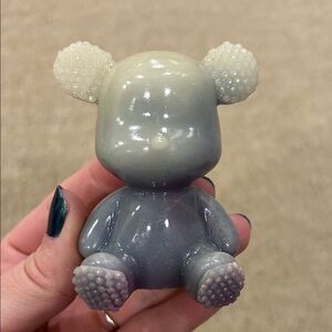 Purple Cream Resin Bear Figurine, UV reactive - Decorative Home Accent